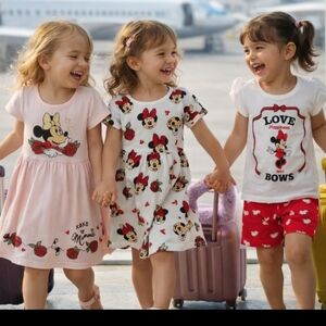 Disney Jr Minnie Mouse 2 Dresses & Short Set  Sz 4 & 4T NWT's